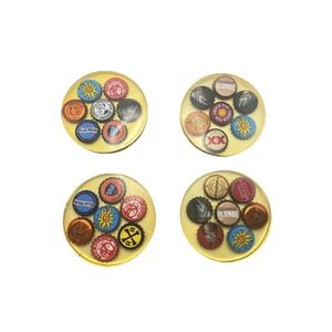 Set of 4 Handcrafted‎ Beer Bottlecap Coasters